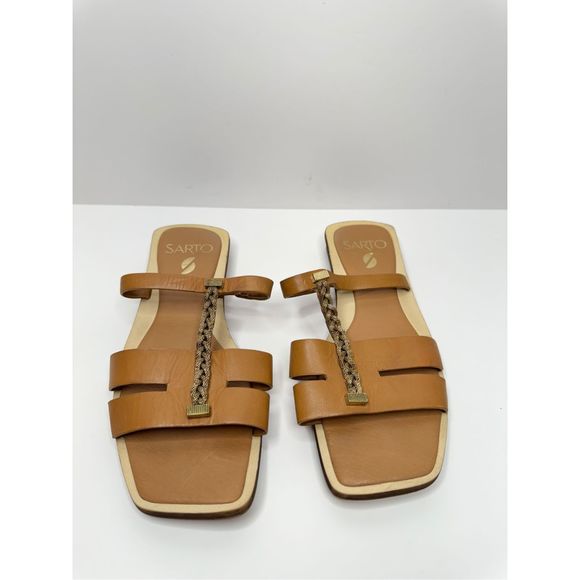 Franco Sarto Sandals Womens Size 5 Tan Effy Open Toe Leather Sandal - Picture 4 of 11